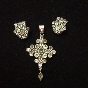 Peridot Pendant & clip Earrings